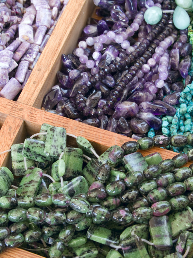 Zoisite beads with other gemstone beads